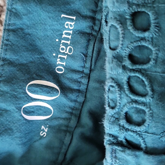 GUC LOFT women's 100% cotton lace deco shorts, 00, green - Picture 4 of 5